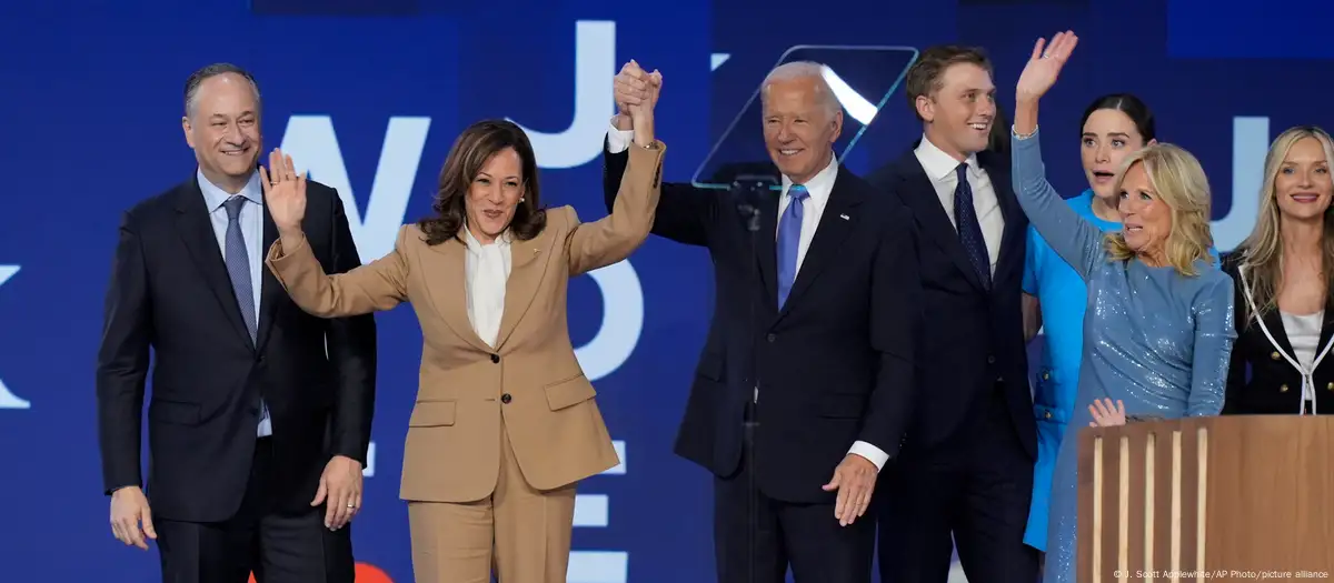 DNC: Biden passes torch to Harris in convention speech