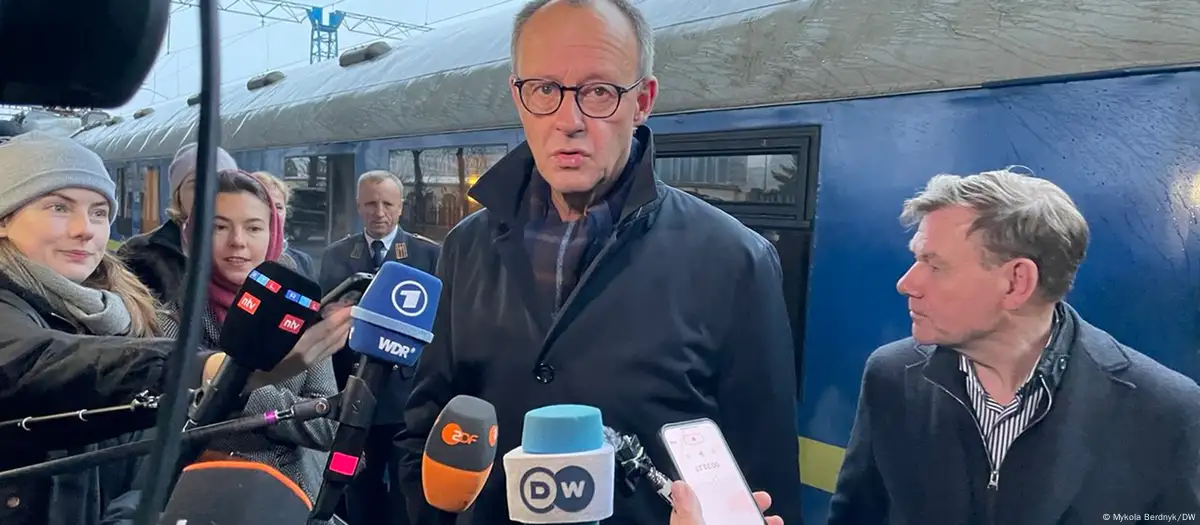 German Chancellor-hopeful Friedrich Merz arrives in Kyiv