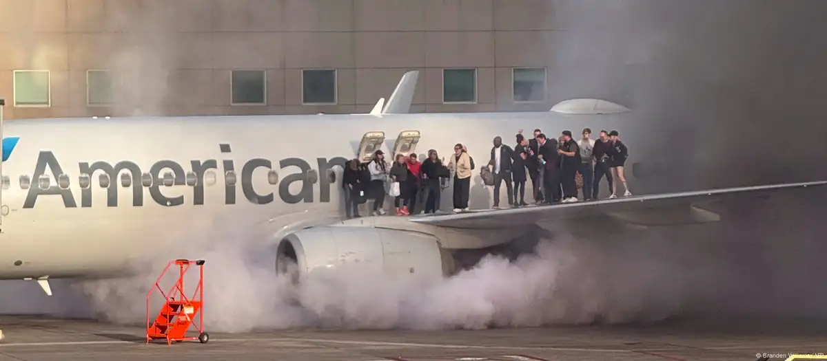 American Airlines engine catches fire on tarmac in Denver