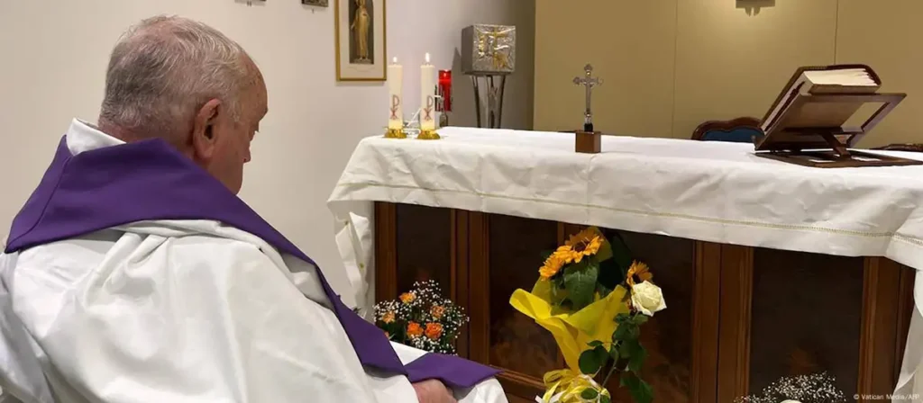 Pope Francis photo released for first time since he fell ill