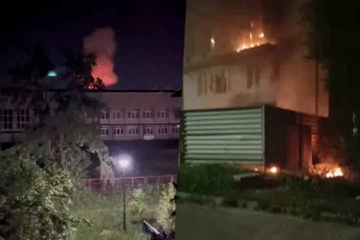 Fire breaks out at railway station in Russia after drone strike