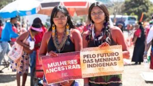 Indigenous women in Brazil demand reproductive health access and land rights during Brasília march
