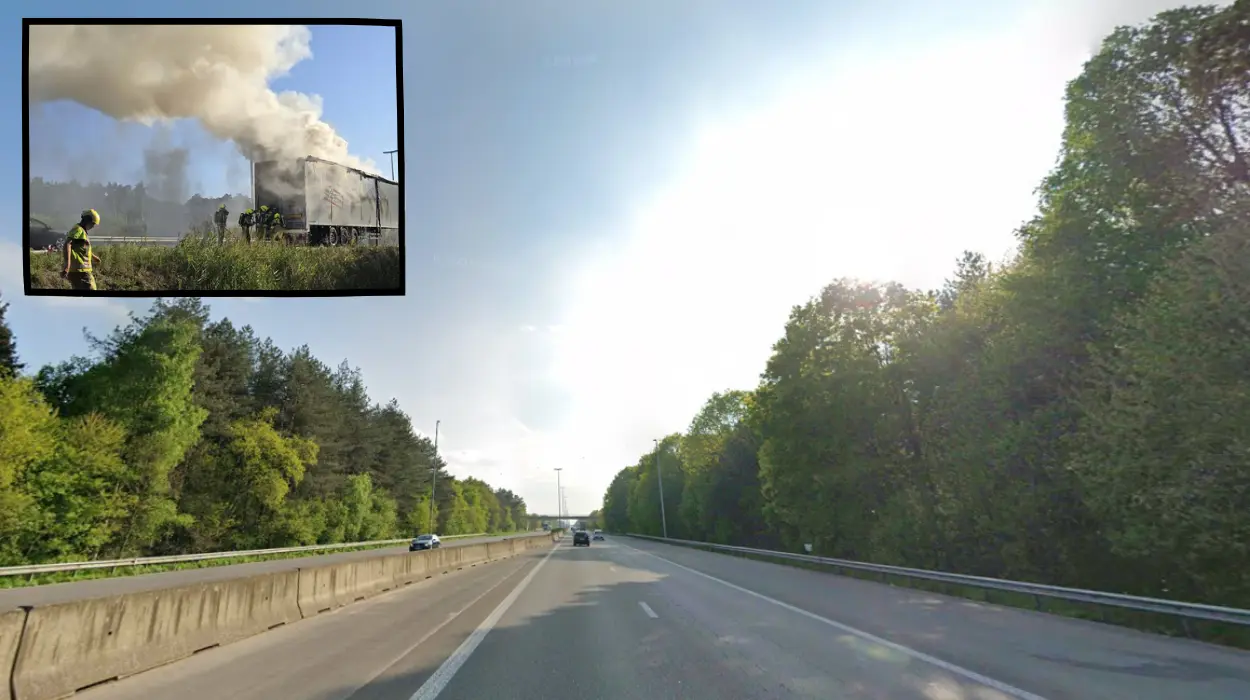 Truck carrying 20 tons of scrap metal catches fire on E34 near Stekene