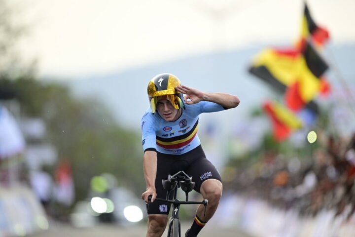 Evenepoel secures third consecutive world title with dominant time trial win in Rwanda
