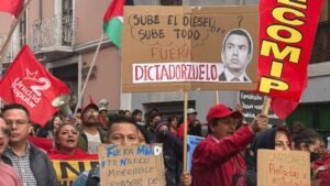 Students protest in Quito against removal of diesel subsidies, facing police response