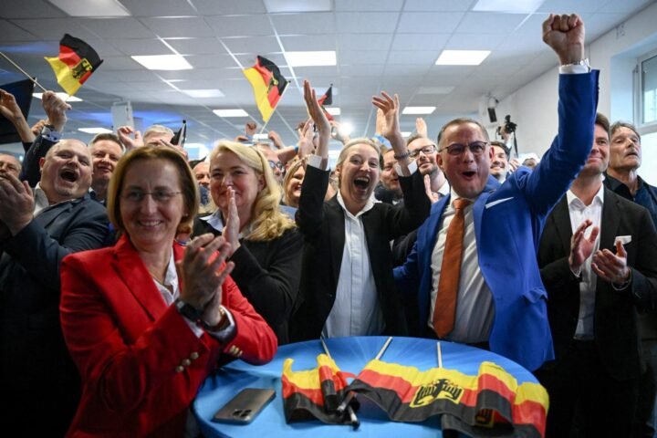 German far-right politicians celebrate Putin birthday at Russian embassy in Berlin