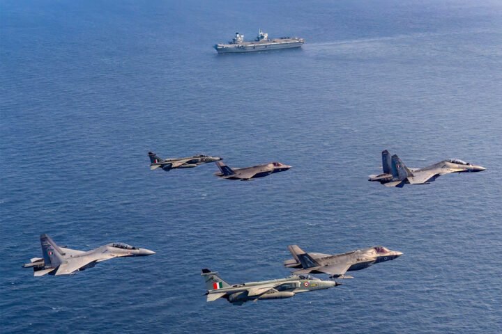 Indian Air Force and Royal Navy conduct joint aerial exercise over Indian Ocean