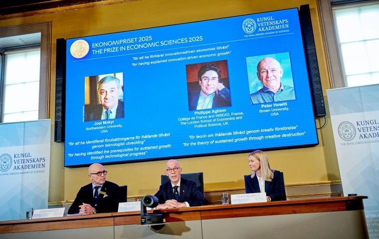 Nobel Prize in Economics awarded to three researchers for contributions to innovation-driven growth