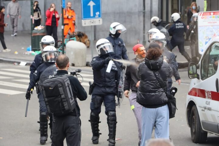 Police clash with protesters during major strike in Brussels as tensions escalate